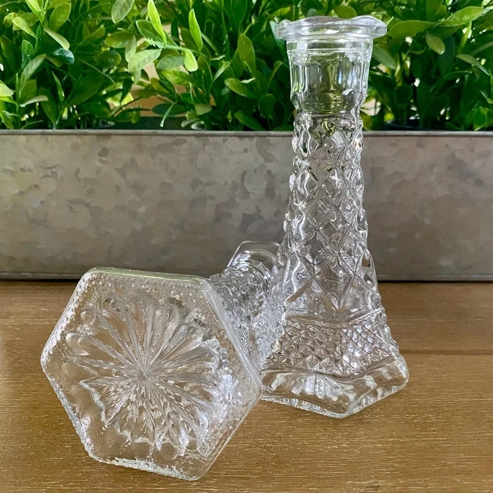 Wexford by Anchor Hocking Glass Bud Vases Pair